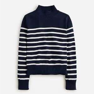 J. Crew Navy and White Striped Heritage Rollneck Sweater
